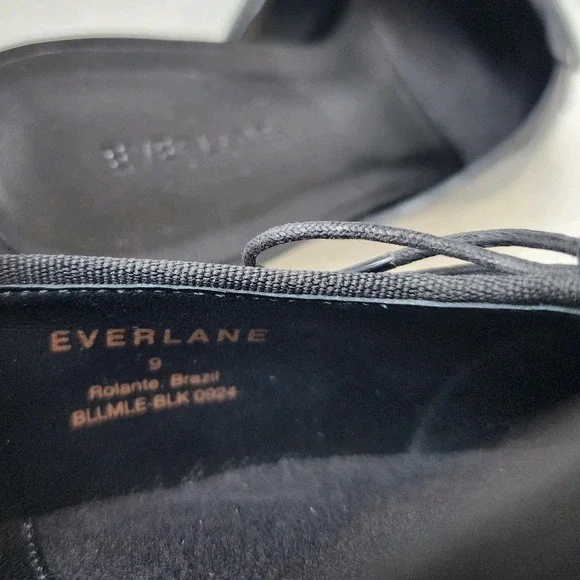 Everlane Ballet Mule Flats Womens Size 9 Leather Black Square Toe Shoes Bow NIB - Picture 12 of 13